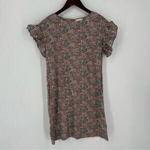 Ann Mashburn Dress Size XS Cotton Ruffle Sleeves Mini Pockets Floral Print